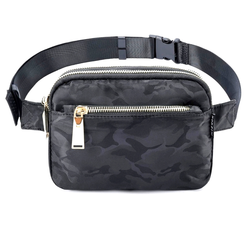 Black Camouflage Unisex Belt Bag Fanny Pack